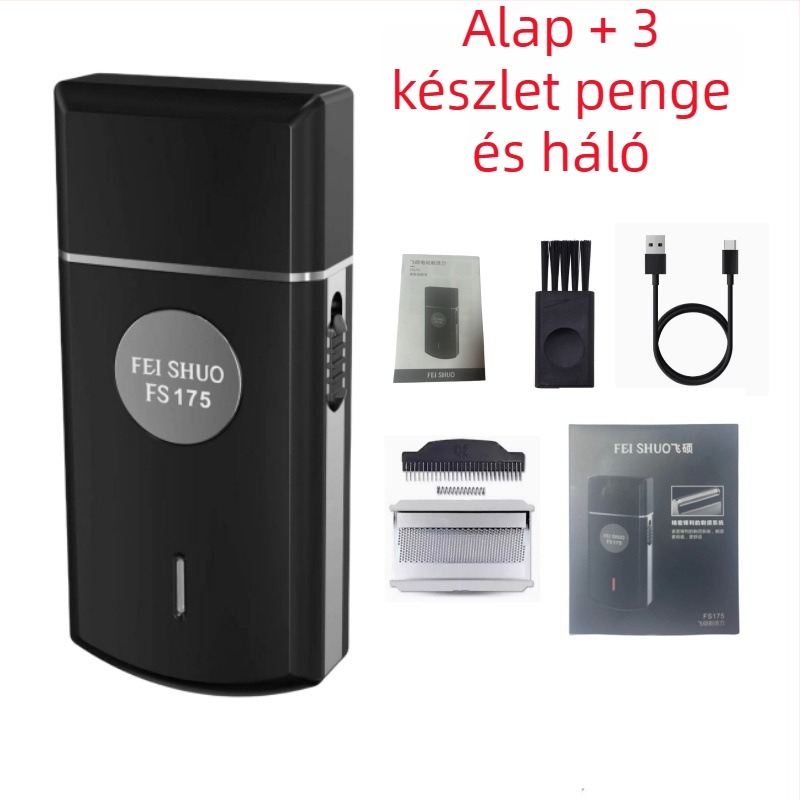 Feishuo FS175 607 Elektromos borotva, újratölthető, egyetlen mozgó fej, lebegő vágófej, szénkefe nélküli motor, levehető és mosható fej, 45 perc üzemidő
