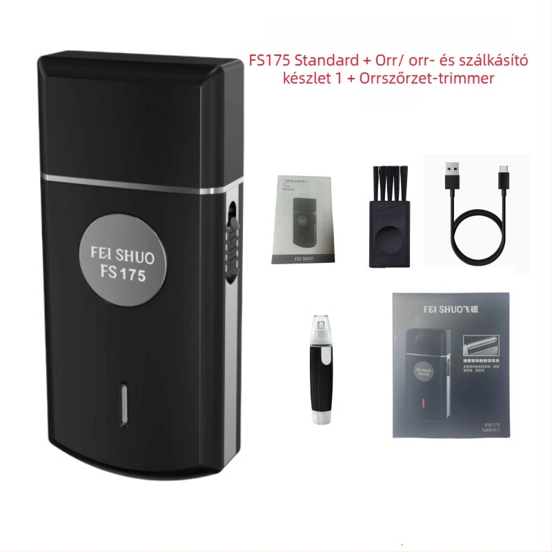Feishuo FS175 607 Elektromos borotva, újratölthető, egyetlen mozgó fej, lebegő vágófej, szénkefe nélküli motor, levehető és mosható fej, 45 perc üzemidő