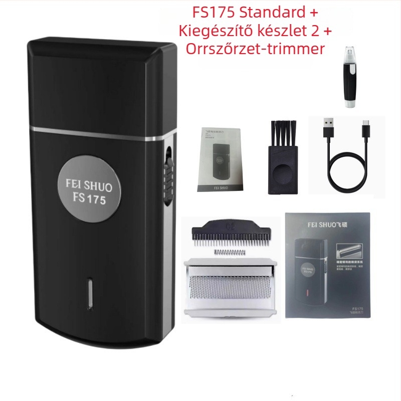 Feishuo FS175 607 Elektromos borotva, újratölthető, egyetlen mozgó fej, lebegő vágófej, szénkefe nélküli motor, levehető és mosható fej, 45 perc üzemidő