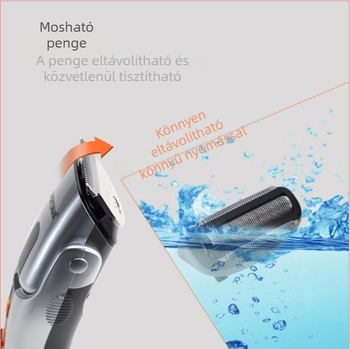 Titánium ötvözet pengékkel rendelkező elektromos hajvágó és trimmelő készlet, 4W motor, beépített 500–800 mAh akkumulátor, üzemidő 1–3 óra, zaj alatt 36 dB