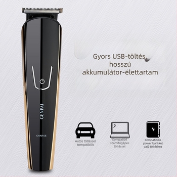 GENPAI Elektromos hajvágó készlet, kefemotor, rozsdamentes acél pengék, beépített akkumulátor 500–800 mAh, üzemidő 1–3 óra