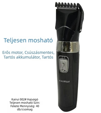 HC-002 elektromos hajvágó — újratölthető, Modell 002, 220V, vízálló, univerzális.