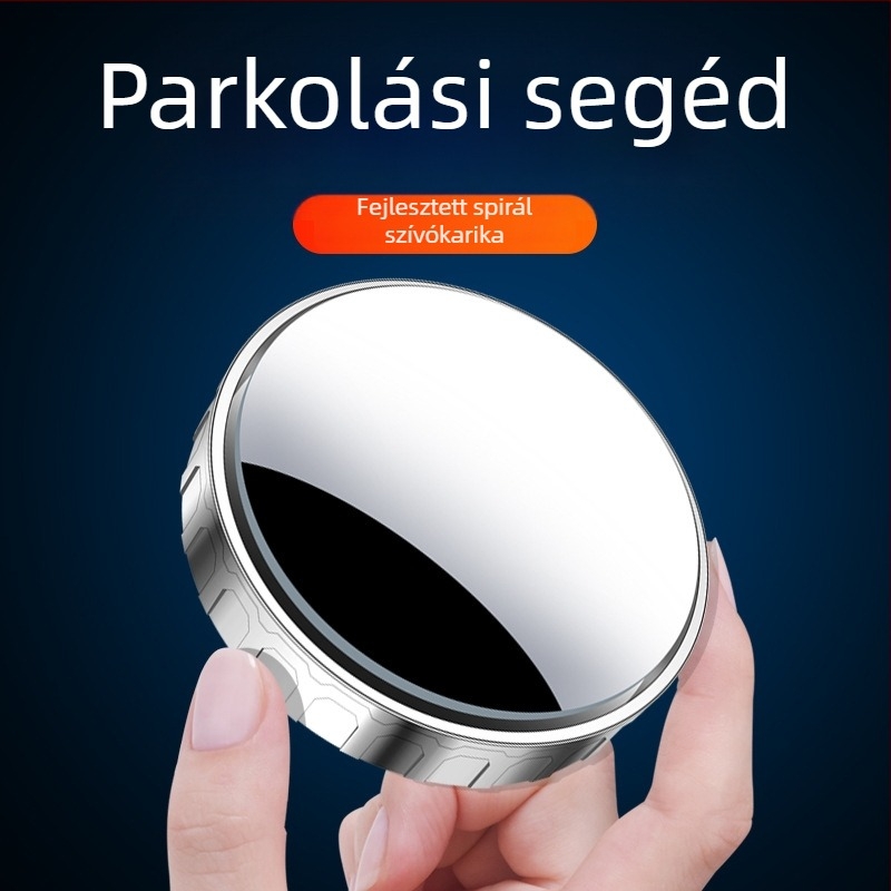 Autó visszapillantó tükör, kis kör alakú holttér segédtükrökkel, ABS + üveg konstrukció, univerzális illeszkedés, 180°-os állítás