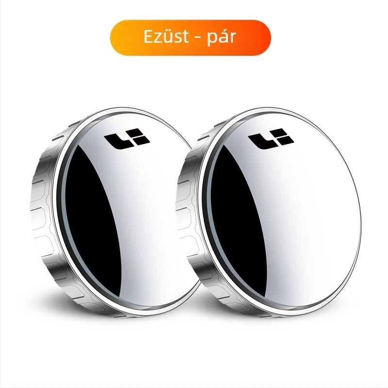 Autó visszapillantó tükör, kis kör alakú holttér segédtükrökkel, ABS + üveg konstrukció, univerzális illeszkedés, 180°-os állítás