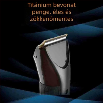 Hajvágó készülék - újratölthető, titán ötvözetű vágófej, kefés motor, beépített akkumulátor, üzemidő legfeljebb 1 óráig