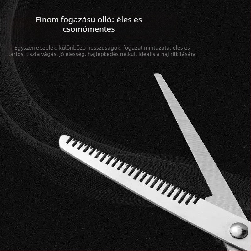Fodrászolló a haj vékonyítására és vágására, lapos fogú kialakítású, barber szalonokhoz, professzionális hajvágó olló