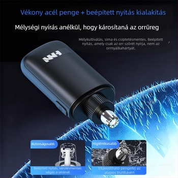Elektromos orrnyíró, hordozható, ABS burkolat, beépített lítium akkumulátor 100–300 mAh, levehető és mosható fej, üzemidő több mint 30 nap