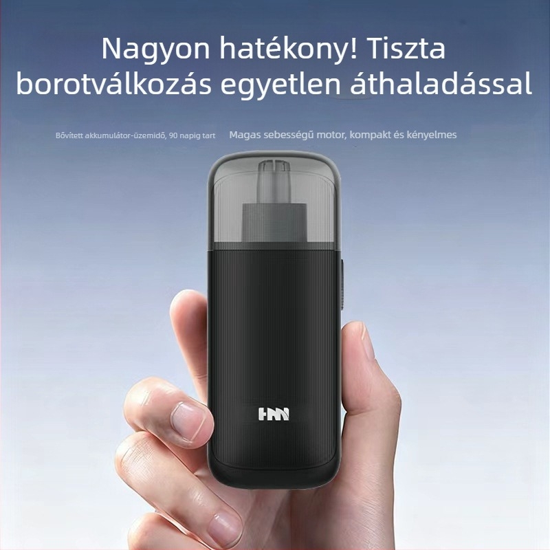 Elektromos orrnyíró, hordozható, ABS burkolat, beépített lítium akkumulátor 100–300 mAh, levehető és mosható fej, üzemidő több mint 30 nap