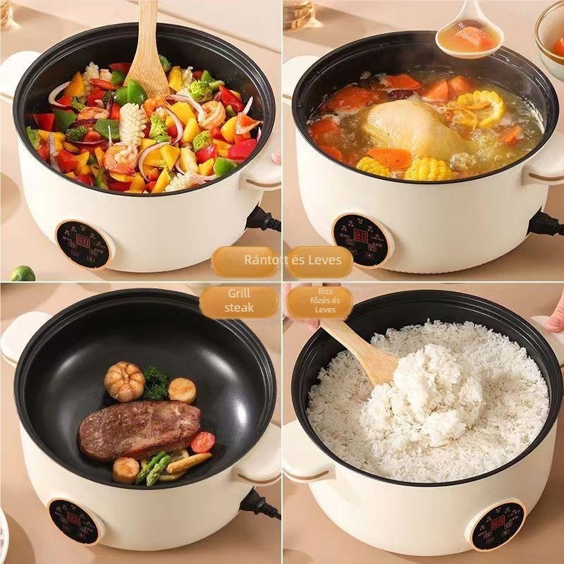 Rozsdamentes acél elektromos gőzölő, 3‑rétegű, 1350W, 220V/50Hz, kapacitás kevesebb mint 6 L, belső tapadásmentes edény, mindent egyben gőzölésre és főzésre