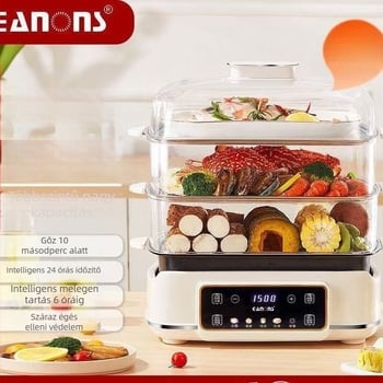 3 rétegű elektromos gőzölő, kapacitás 10 L felett, 1500W, érintéses vezérlés, 220V