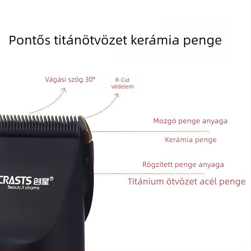 Elektromos hajvágó felnőtteknek és gyerekeknek, újratölthető, csendes, kerámia pengék, levehető és mosható vágófej