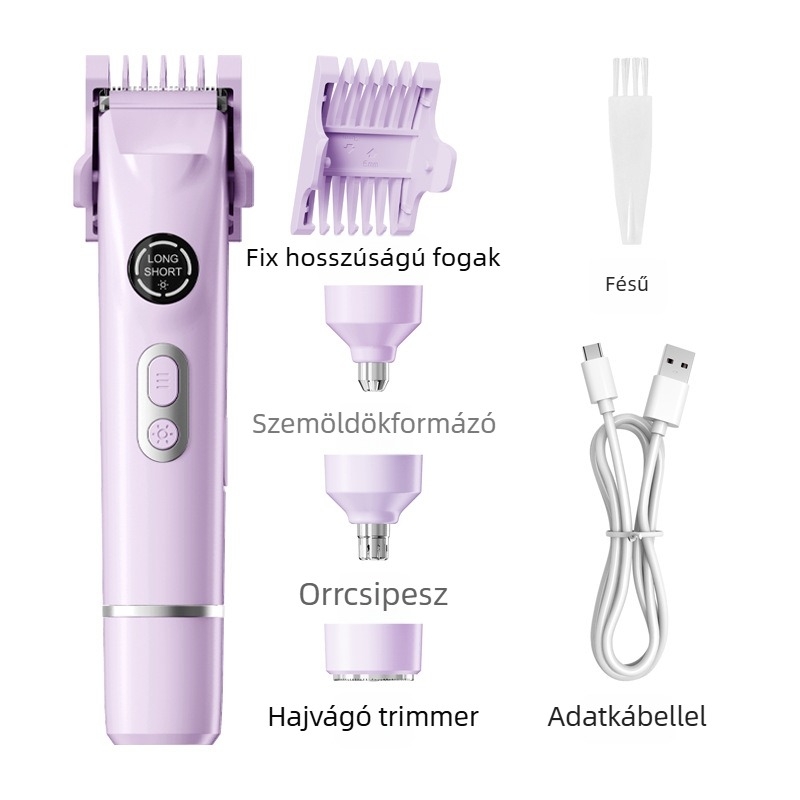 USB-töltésű, többfunkciós epilátor és borotva nőknek és férfiaknak; szemöldök- és orrszőr-trimmelő; négy cserélhető fej