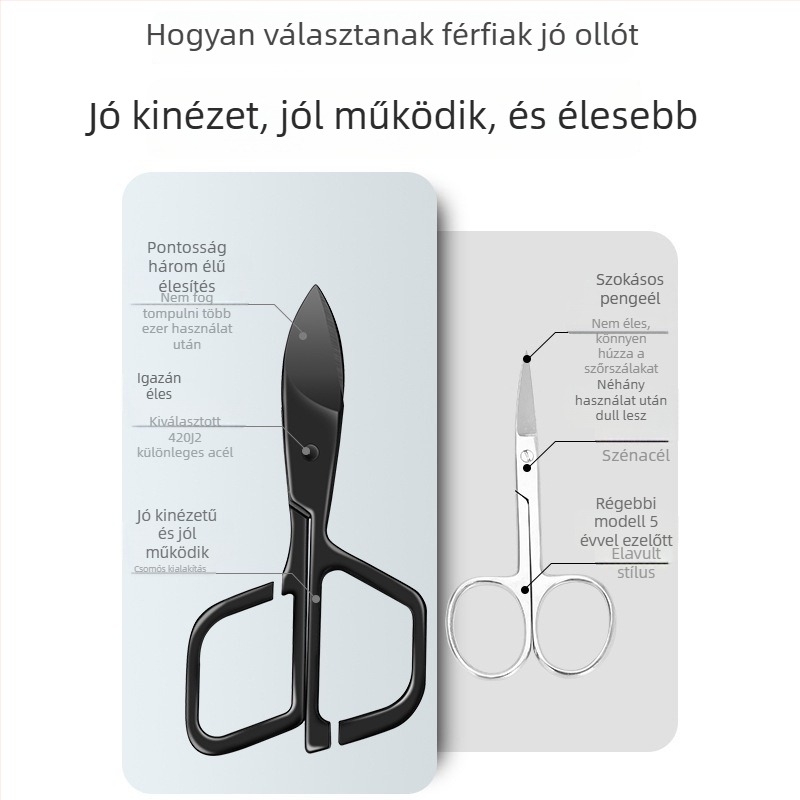 Orrszőrnyíró rozsdamentes acélból, körkörös fejjel, akkumulátor- vagy napelemes működés, teljesen mosható