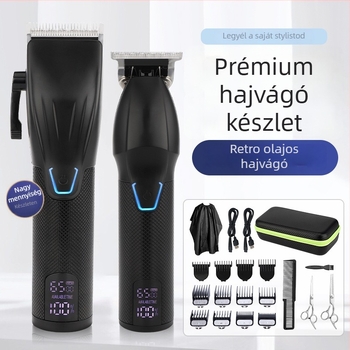 Kefés motoros hajvágó, rozsdamentes acél pengével, beépített akkumulátor 1200–2000 mAh, üzemidő 1–3 óra, zaj 36–45 dB