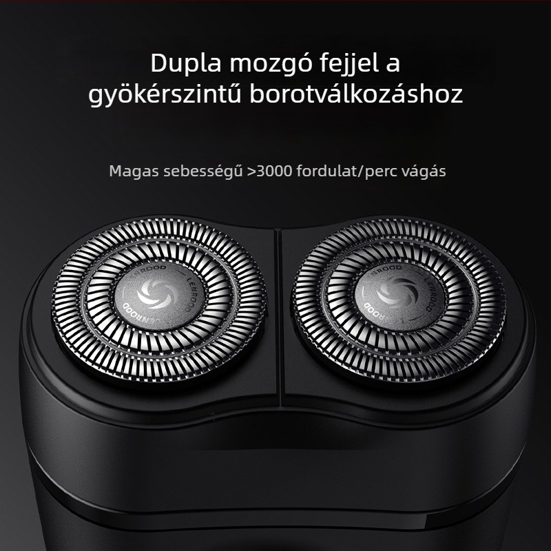 Neighbor Deer elektromos borotva, fej forgó, két pengés fej, lebegő fej, beépített 800–1000 mAh akkumulátor