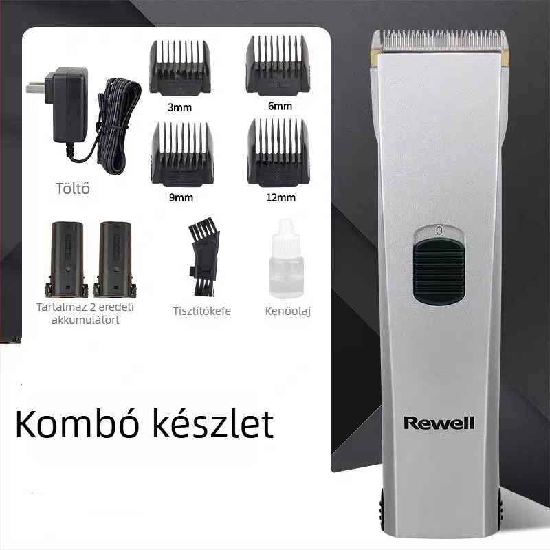 Professzionális elektromos hajvágó fodrászszalonhoz, cserélhető akkumulátor, kerámiás pengék, levehető mosófej, 3-6 órás üzemidő
