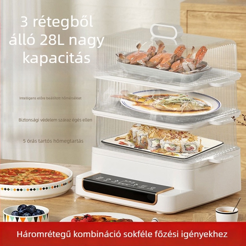 Elektromos gőzölő három rekeszes, kapacitás több mint 10 L, érintéses vezérlés, 800 W, 220 V