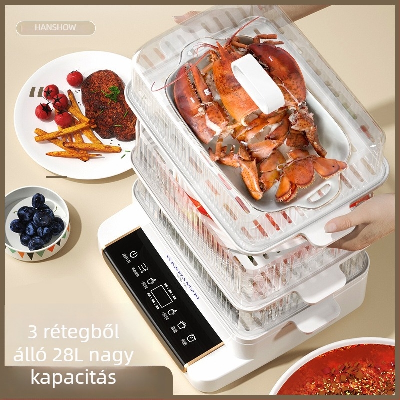 Elektromos gőzölő három rekeszes, kapacitás több mint 10 L, érintéses vezérlés, 800 W, 220 V