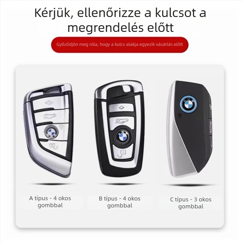 BMW kulcstartó tok – cinkötvözet, luxus stílus, egyedi feldolgozás, kompatibilis a 3/5/1/7 sorozatok és X1–X6 modellekkel