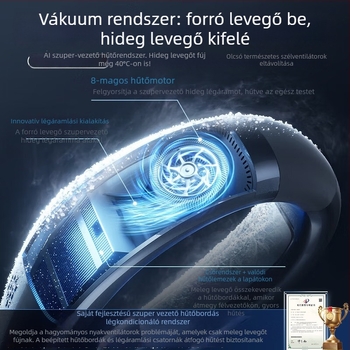 Nyakba akasztható ventilátor jéghidegítővel, beépített 4000–6000 mAh akkumulátor, üzemidő 6–8 óra, 3 sebesség