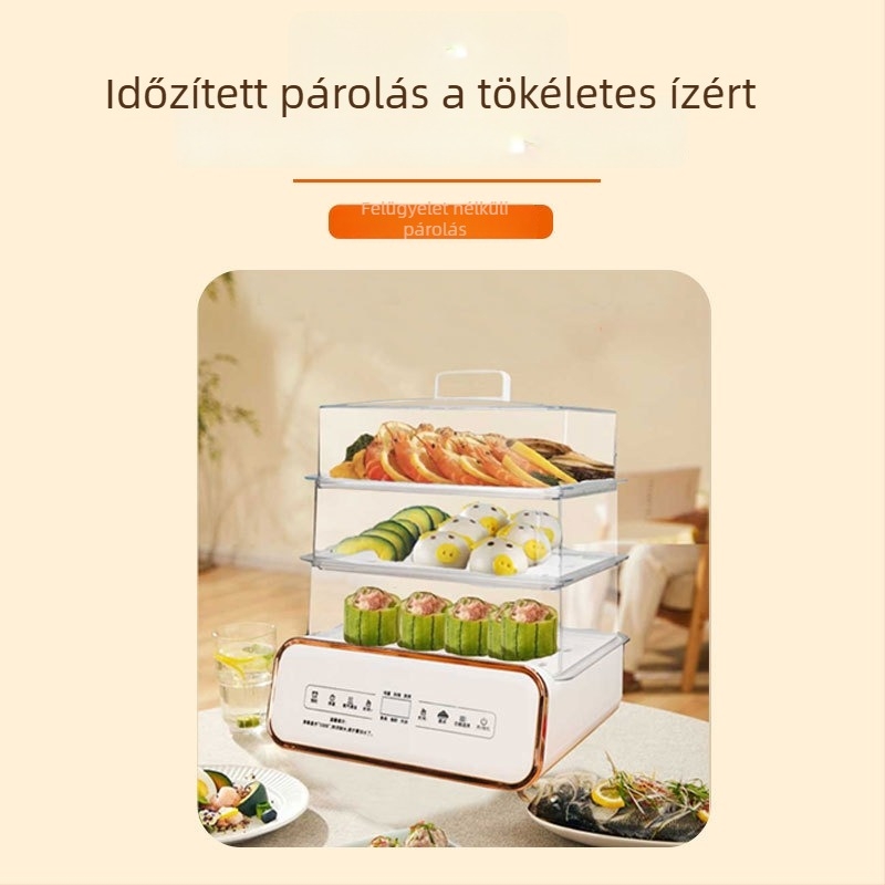 Elektromos gőzölő háromrétegű kialakítással, 24 literes kapacitás, érintéses vezérlés, 800W, 220V/50Hz