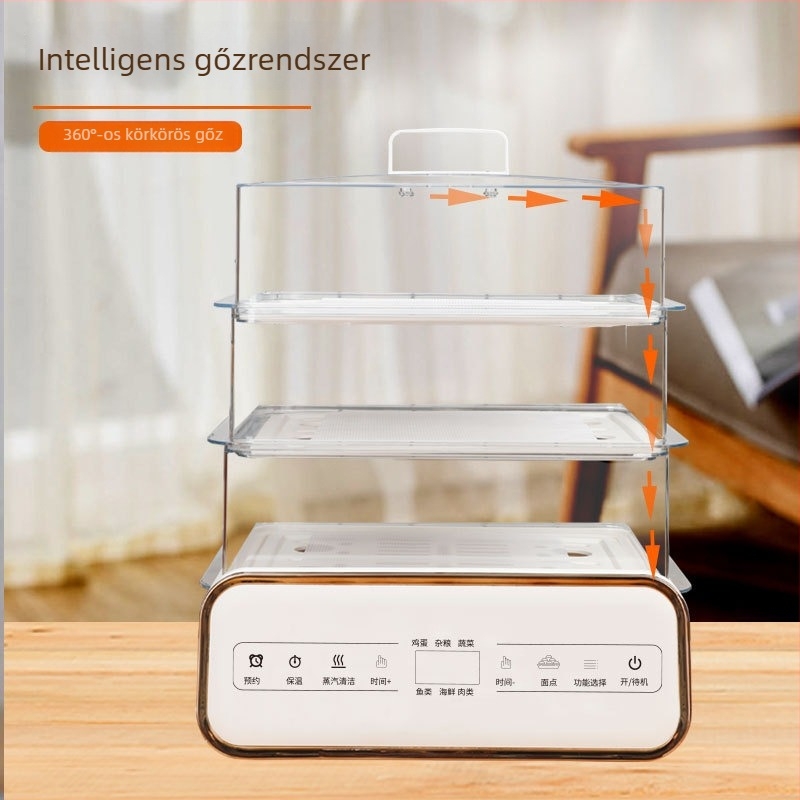 Elektromos gőzölő háromrétegű kialakítással, 24 literes kapacitás, érintéses vezérlés, 800W, 220V/50Hz