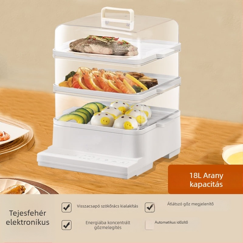 Elektromos gőzölő háromrétegű kialakítással, 24 literes kapacitás, érintéses vezérlés, 800W, 220V/50Hz