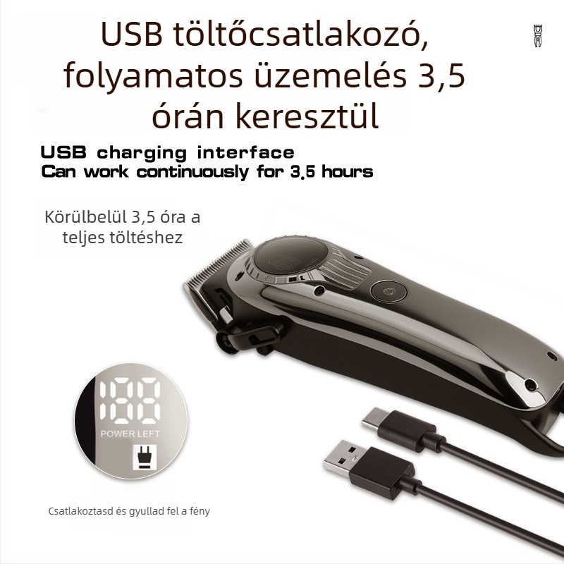 Kemei KM-1708 Elektromos hajvágó kefés motorral, rozsdamentes acél pengékkel, beépített 1000–1200mAh akkumulátorral, 3–6 órás üzemidő, töltés