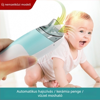Baba automata hajvágó – USB töltéses, kettős tápellátású, vízálló, beépített akkumulátor 500–800 mAh, zaj 46–70 dB, működési idő 0–1 óra