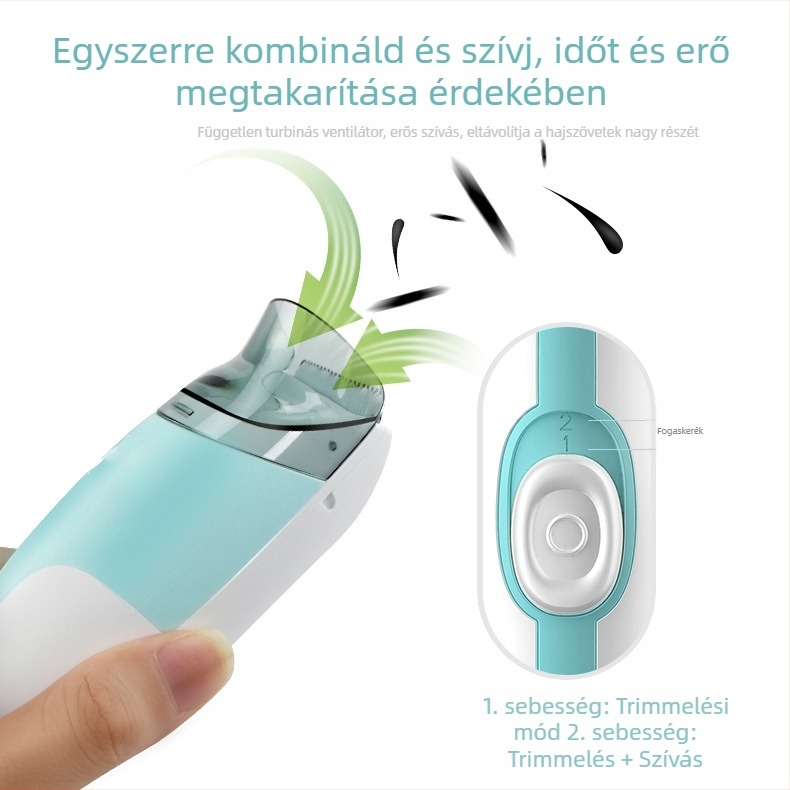 Baba automata hajvágó – USB töltéses, kettős tápellátású, vízálló, beépített akkumulátor 500–800 mAh, zaj 46–70 dB, működési idő 0–1 óra