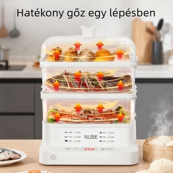 Nagy kapacitású elektromos gőzölő, 3+ rétegű, 10 l feletti, gombos vezérlés, PC belső tartály, 2–3 személyre