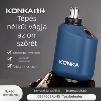 Elektromos orrnyíró beépített akkumulátorral, 100–300 mAh, töltés, működési idő több mint 15 nap, cserélhető vágófej tisztításhoz