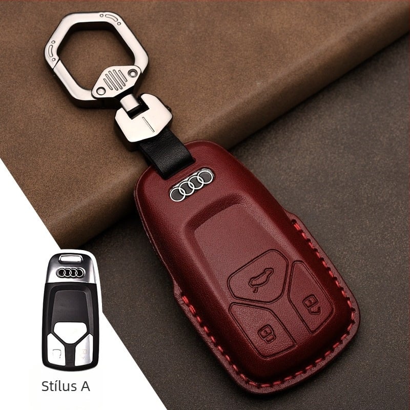 Audi kulcstartó tok top-grain marhabőrből, forrópréselt bőr, teljes védőfedettség, üzleti stílus, testreszabás elérhető