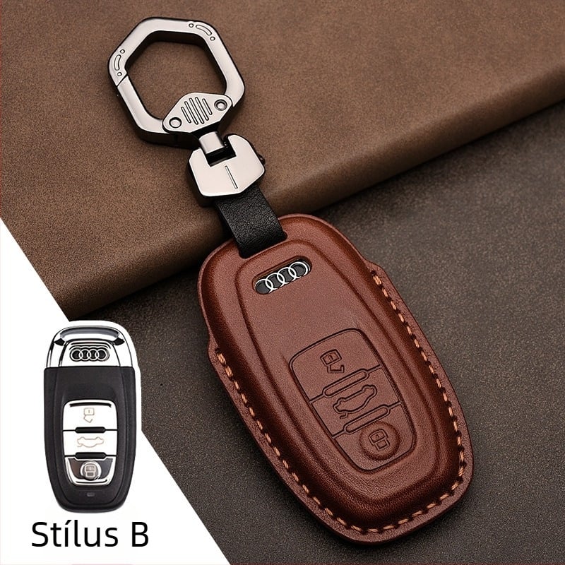 Audi kulcstartó tok top-grain marhabőrből, forrópréselt bőr, teljes védőfedettség, üzleti stílus, testreszabás elérhető