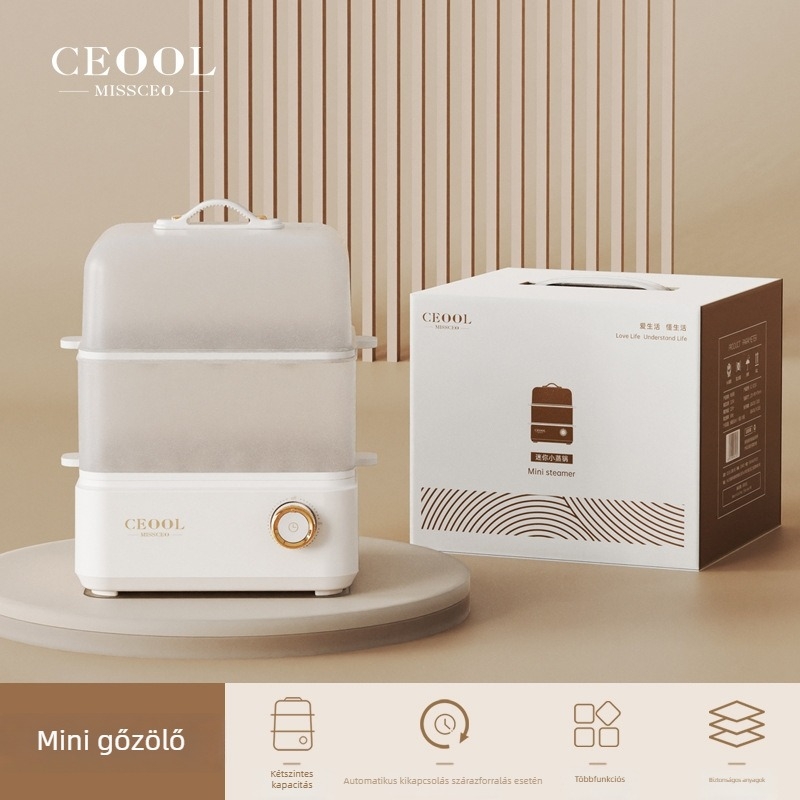 GC-XZG01 Kétállásos elektromos gőzölő tojásokhoz és zöldségekhez, 18 tojás kapacitás, 200W, 220V, automatikus kikapcsolás