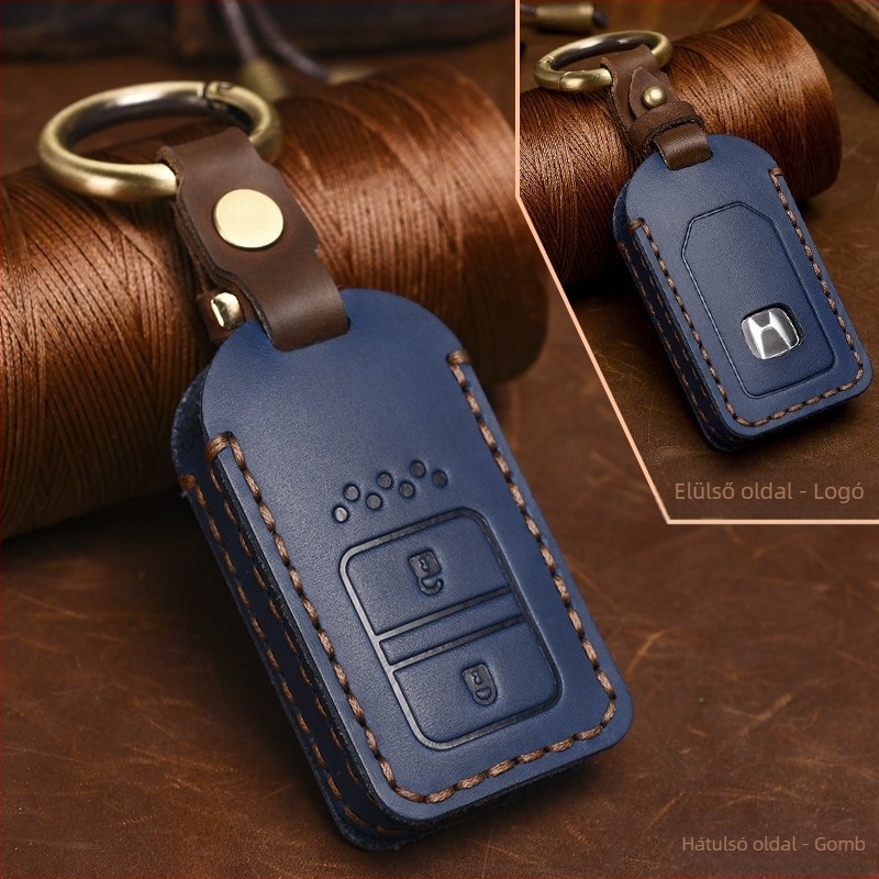 Yinuo Honda kulcstartó tok Crazy Horse bőrből, retro stílus, kompatibilis a Civic, CR-V, Hybrid, Odyssey, XRV