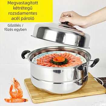 Rozsdamentes acélból készült nagy, többszörös rétegű gőzölő kosár, megerősített dizájn, 4+ réteg, gázlánghoz kompatibilis