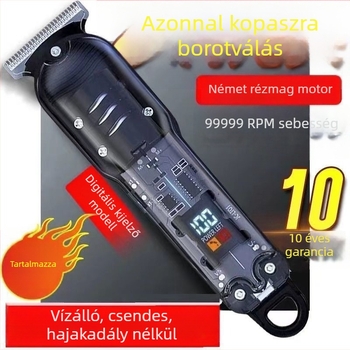 Elektromos fejvágó titánium pengével, brushless motorral, 2-in-1 tápegység és automatikus tisztítás