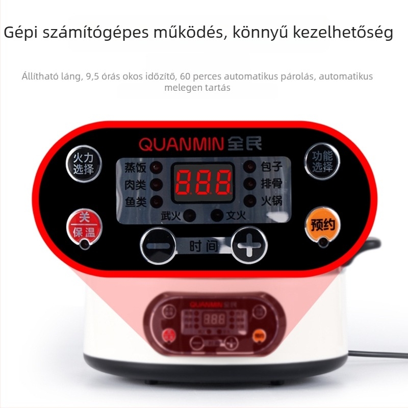 Elektromos gőzölő rozsdamentes belső tartállyal, 1500 W, egy rétegű, 4–5 fő számára, 6–10 perc felmelegedési idő