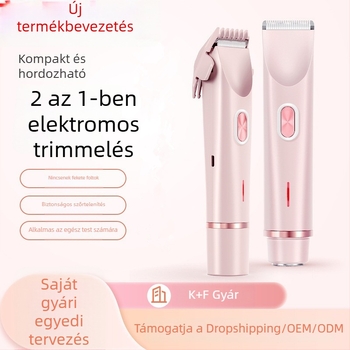 Női elektromos borotva, modell 0236L, USB-s tápegység, brushless motor, kivehető vágófej, nedves és száraz használatra