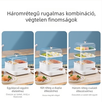 Conbach elektromos gőzölő, 3 réteges, nagy kapacitás, 800W, 220V, élelmiszer-minőségű PP