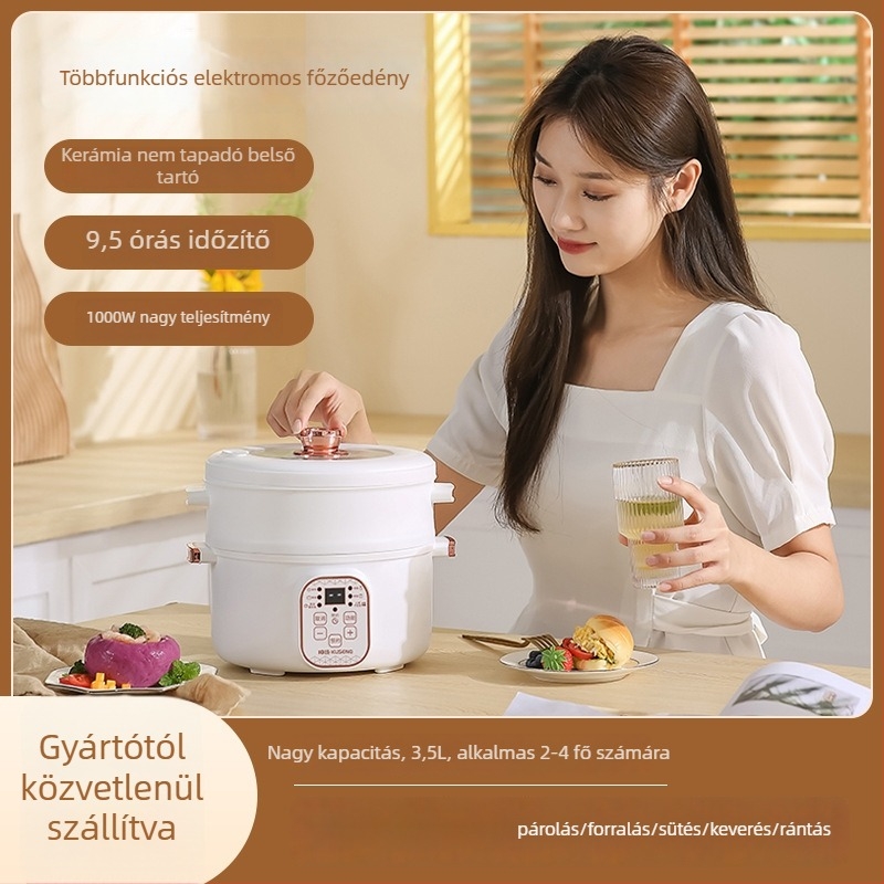 Elektronikus edény párolási és főzési funkciókkal – 600 W, 1.8 L, 1–2 adag, száraz égés elleni védelemmel