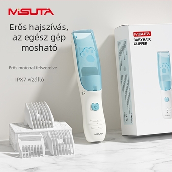 Misuta babahajvágó – újratölthető, 5W motor, automatikus hajszívás, alacsony zajú, vízálló, baba- és felnőtt használatra