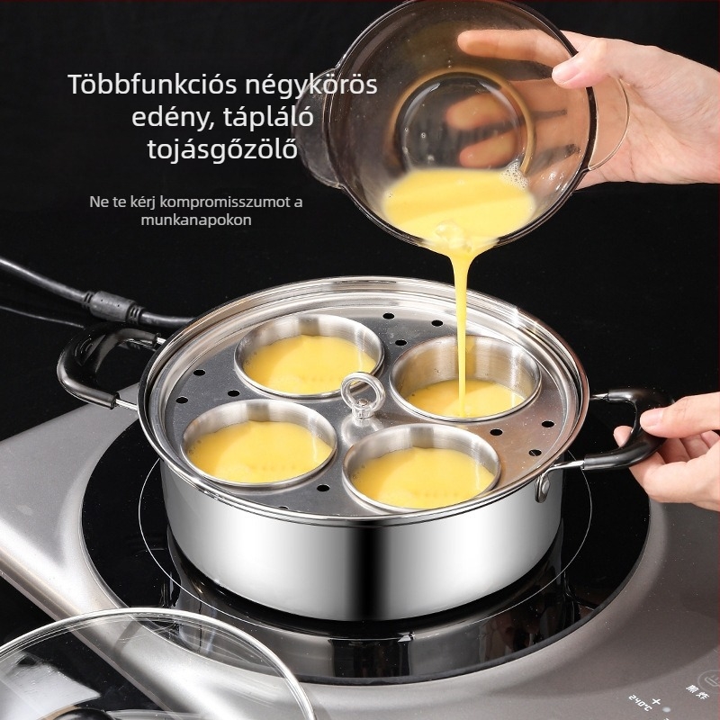Párolóedény 400-as rozsdamentes acélból, koreai stílus, tapadásmentes bevonattal, üvegfedővel, univerzális tűzhelyhez