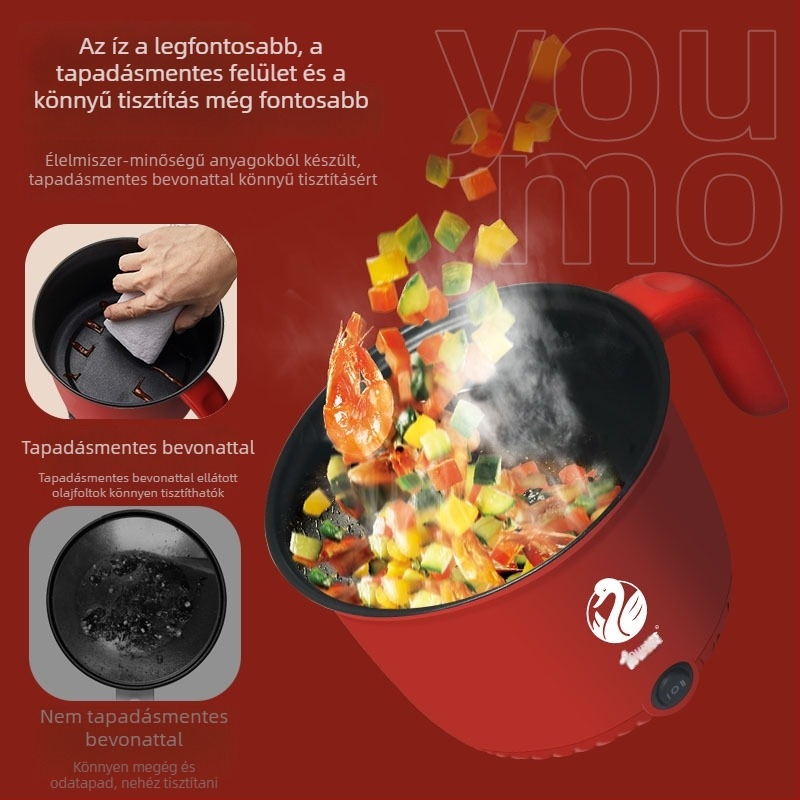 All-in-One elektromos mini forró fazék kollégiumi szobához, 800W, <1L, műanyag test, tapadásmentes belső