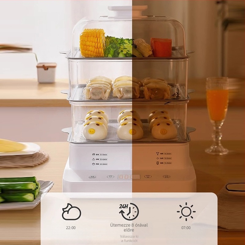 Elektromos gőzölő, három rétegű, 10 L+ kapacitás, programozható vezérlés, 800 W, 220/110 V, SUS304 belső bevonat