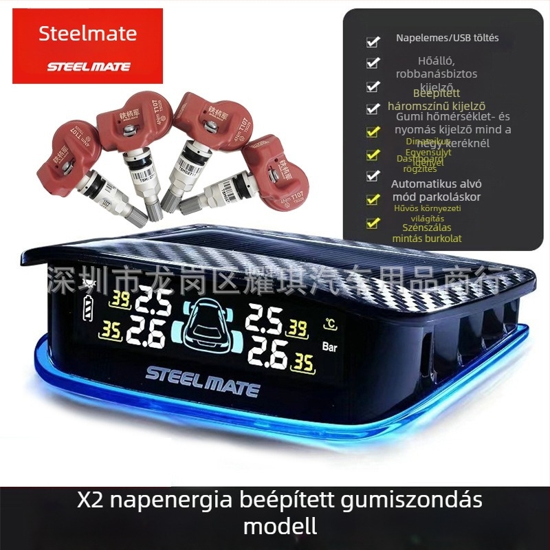 TPMS T630 Gen 5 autók és SUV-k számára, Digitális kijelző, Elektronikus érzékelő, Magas pontosság
