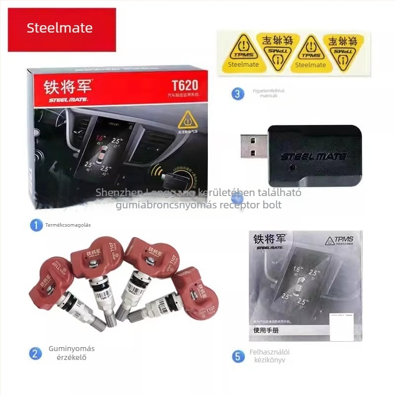 TPMS T630 Gen 5 autók és SUV-k számára, Digitális kijelző, Elektronikus érzékelő, Magas pontosság