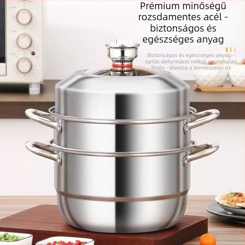 304-es rozsdamentes acélból készült háromrétegű párolóedény indukciós főzőlaphoz