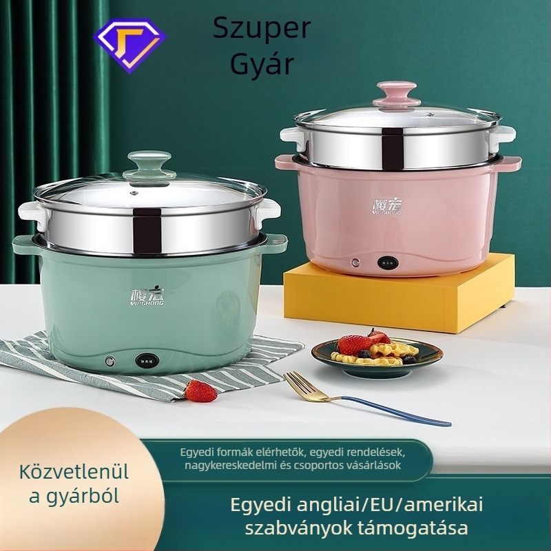 Személyre szabható multifunkcionális elektromos wok otthoni használatra, tapadásmentes, kompakt edény egyetemistáknak, rizs és hot pot készítéséhez